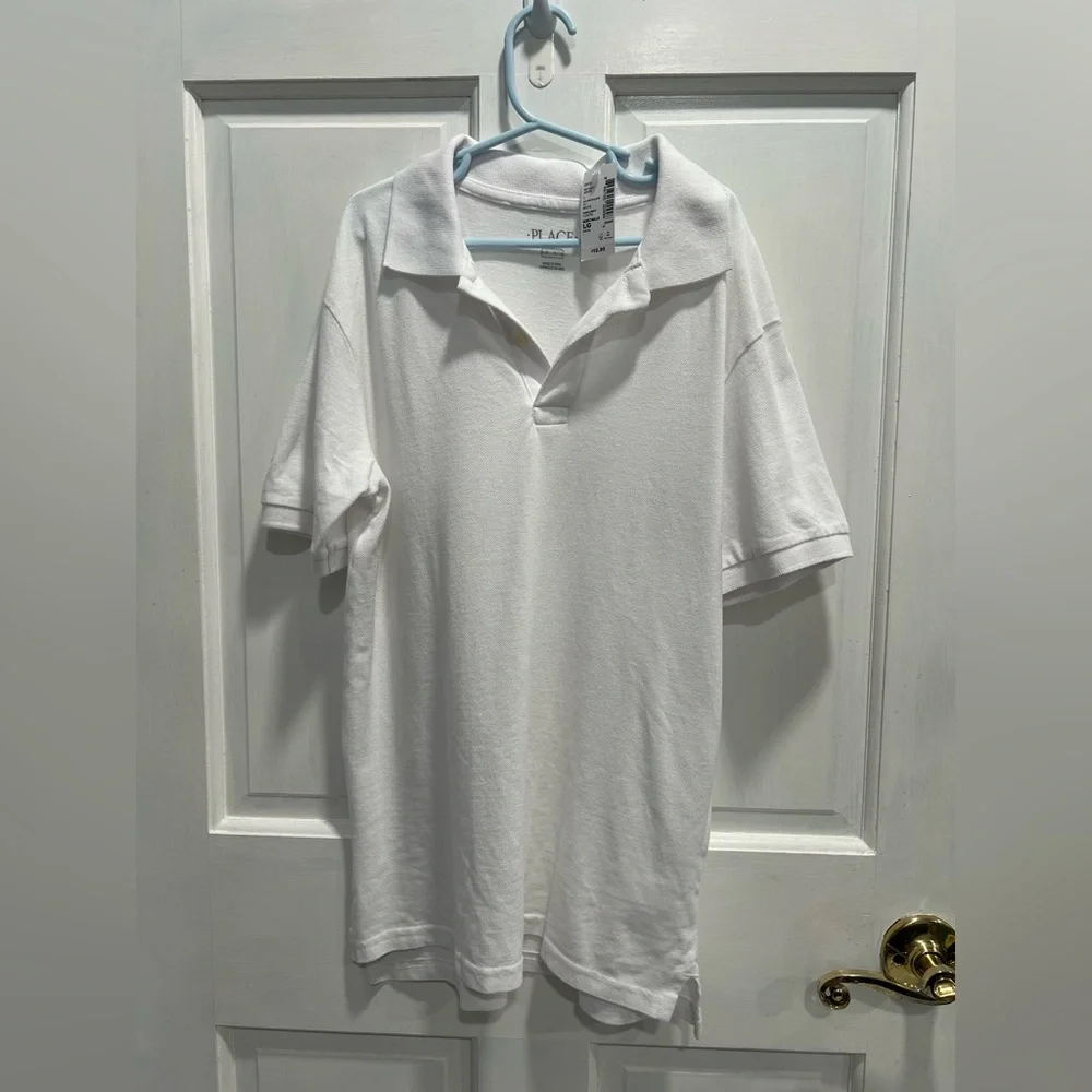 THE CHILDREN'S PLACE NWT White Collared Polo School Uniform SIZE LARGE 10/12 NEW